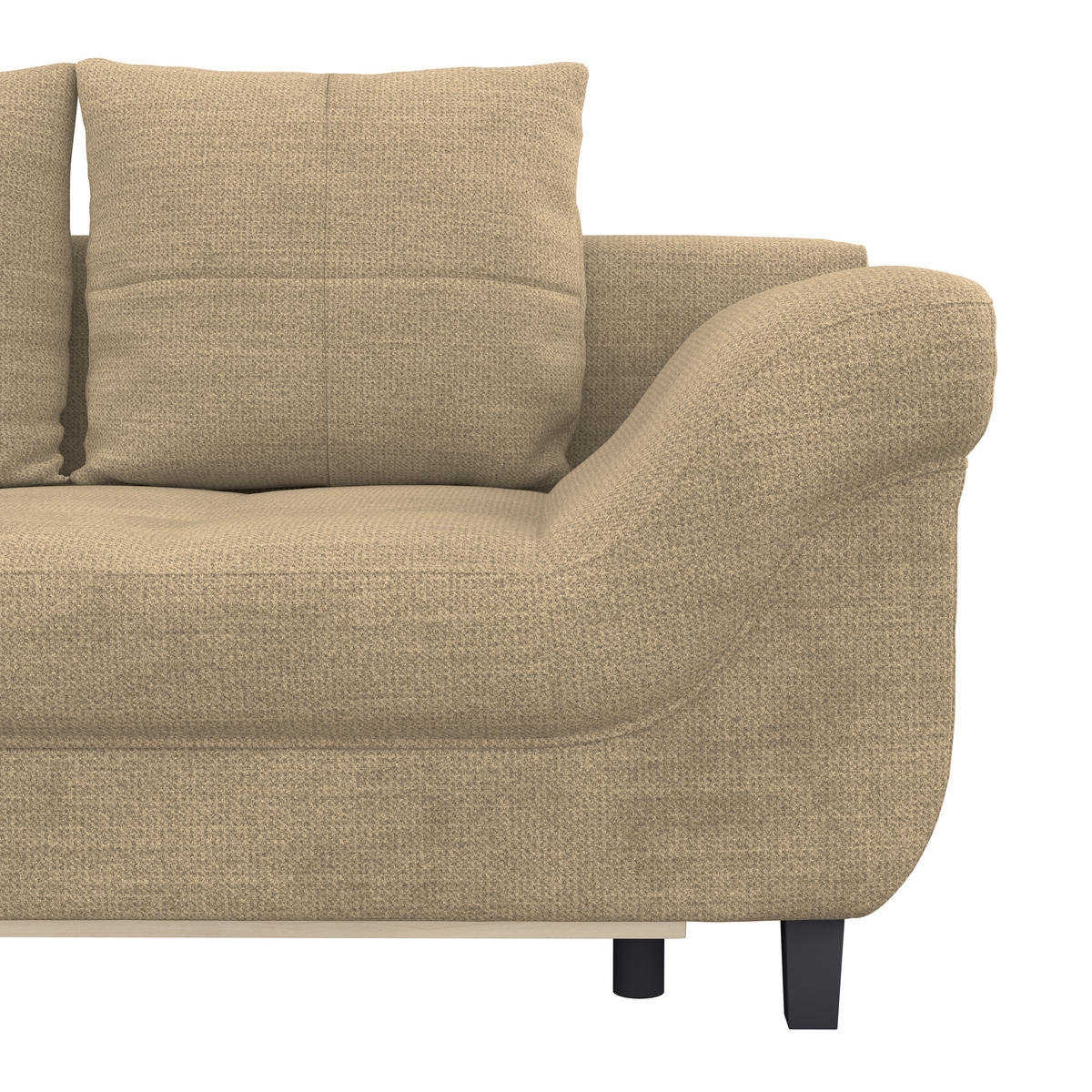 ECKSOFA MENDOZA NEW Beige Chenille, Struktur Zierkissen, Rückenkissen, Bettkasten  - Beige/Schwarz, KONVENTIONELL, Textil (197/309cm) - MID.YOU