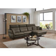ECKSOFA in Echtleder Graubraun  300/157 cm  - Graubraun/Schwarz, Design, Leder/Metall (300/157cm) - Dieter Knoll