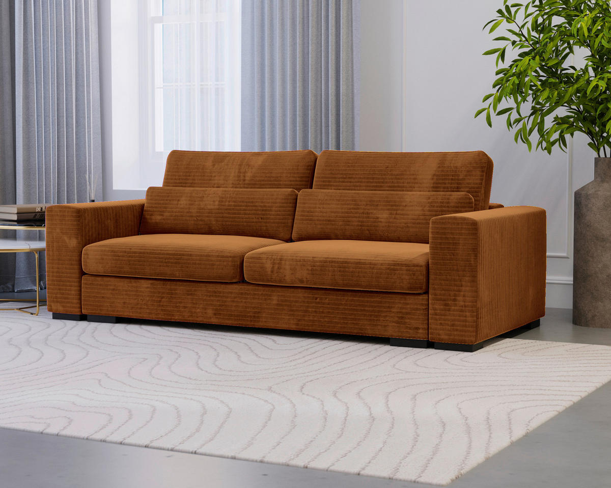 SCHLAFSOFA in Flachgewebe Rostfarben  - Rostfarben/Schwarz, Konventionell, Kunststoff/Textil (236/78/114cm) - Carryhome