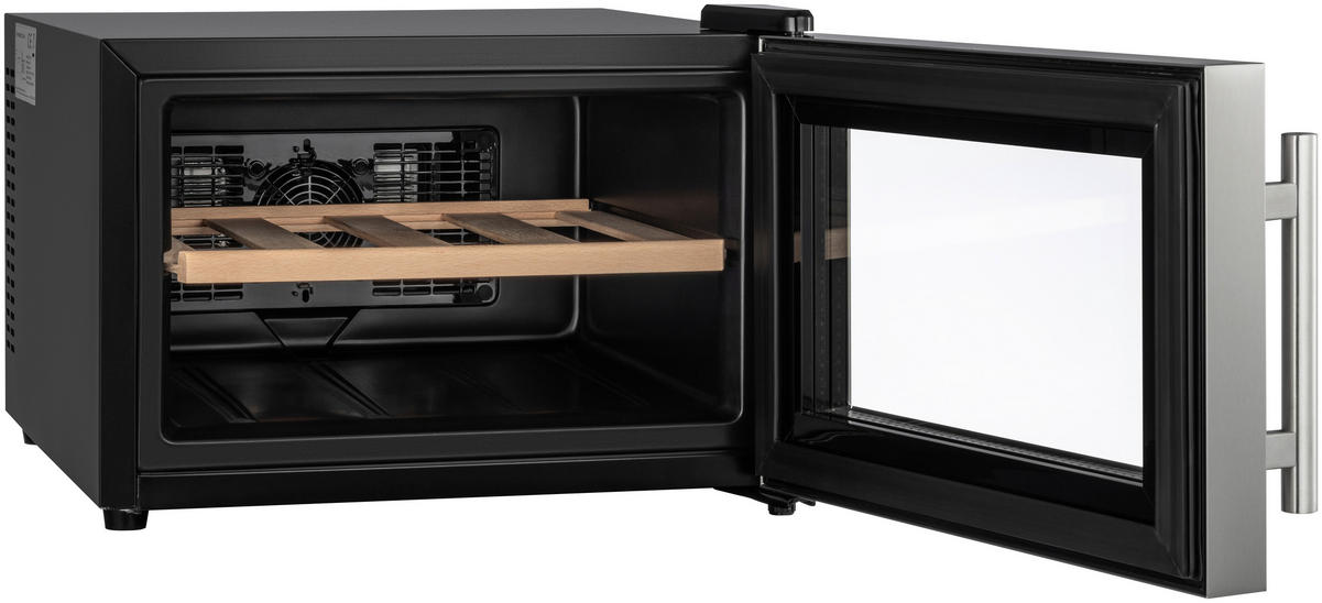 WEINKÜHLSCHRANK  - Edelstahlfarben/Schwarz, Basics, Glas/Holz (43/55/30,5cm) - Atrigo