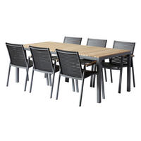 GARTENTISCHGRUPPE  - Anthrazit/Schwarz, Natur, Holz/Kunststoff (209/84/150cm) - Gardenson