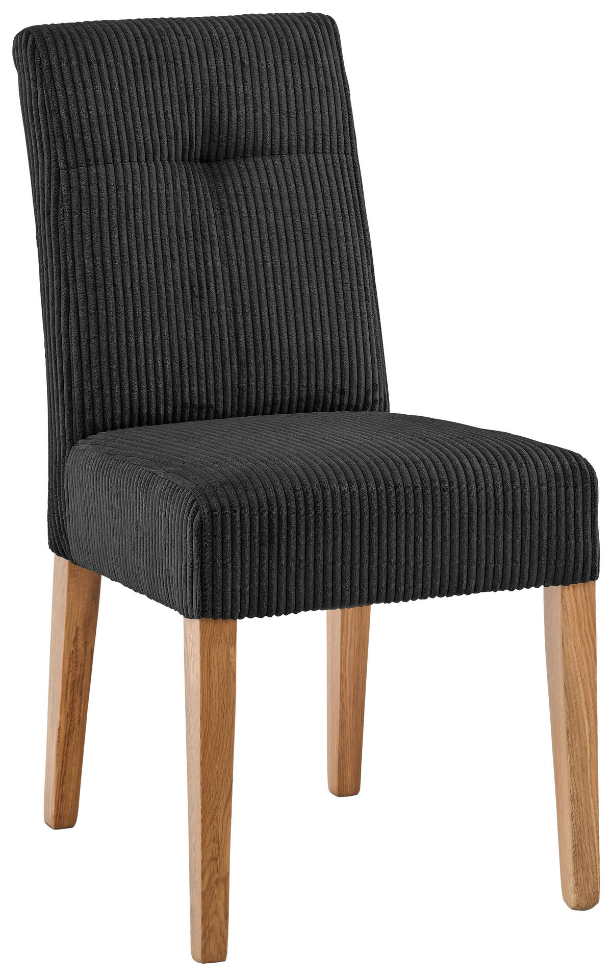 STUHL Cord Schwarz, Eichefarben Eiche massiv  - Eichefarben/Schwarz, KONVENTIONELL, Holz/Textil (47,5/91,5/63cm) - home24