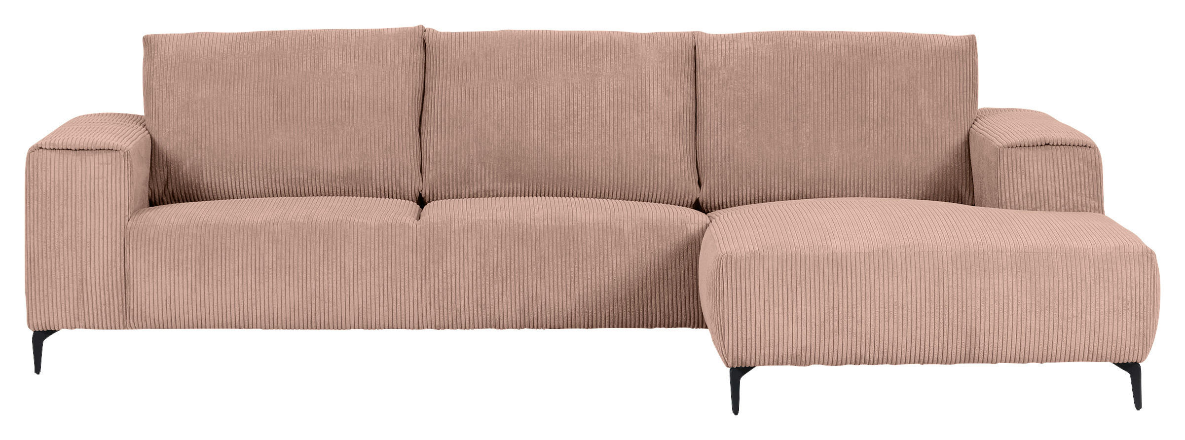 ECKSOFA Altrosa Cord  - Schwarz/Altrosa, KONVENTIONELL, Textil/Metall (285/170cm) - Carryhome