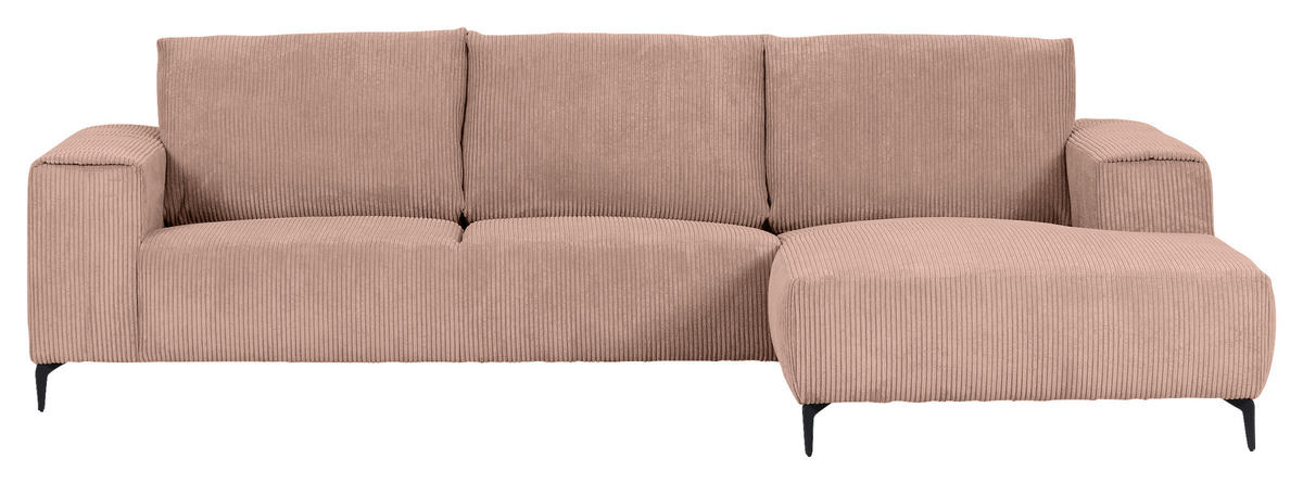 ECKSOFA in Cord Altrosa  - Schwarz/Altrosa, Konventionell, Textil/Metall (285/170cm) - Carryhome