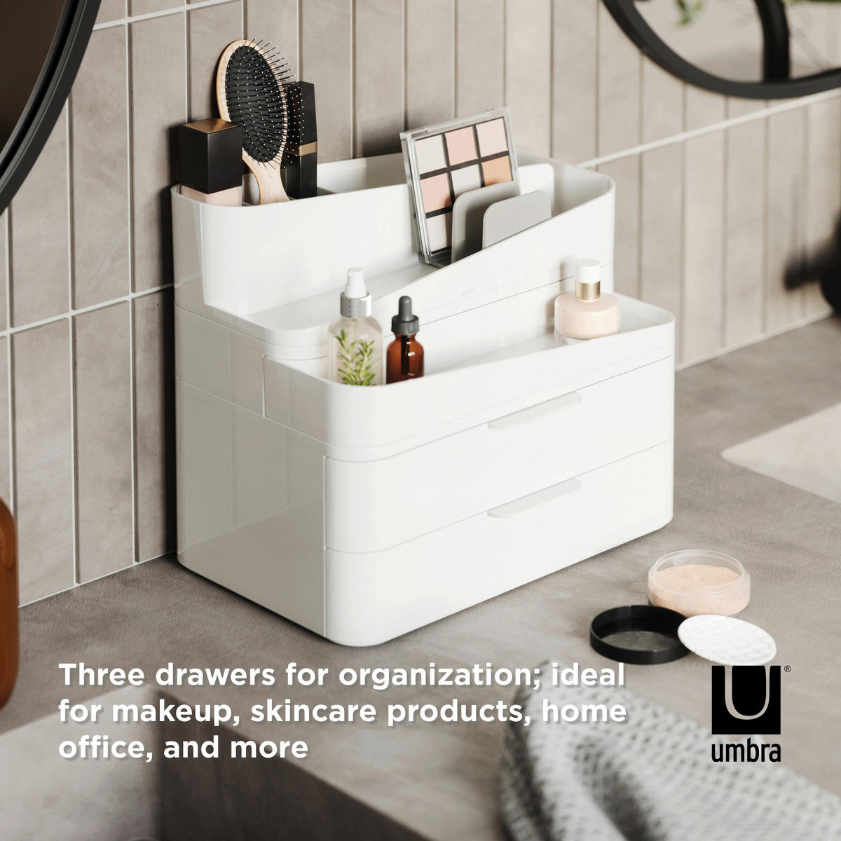 ORGANIZATOR ZA KOZMETIKU  siva, bijela  GLAM  - bijela/siva, Basics, plastika (48,4/24,8/26,7cm) - Umbra