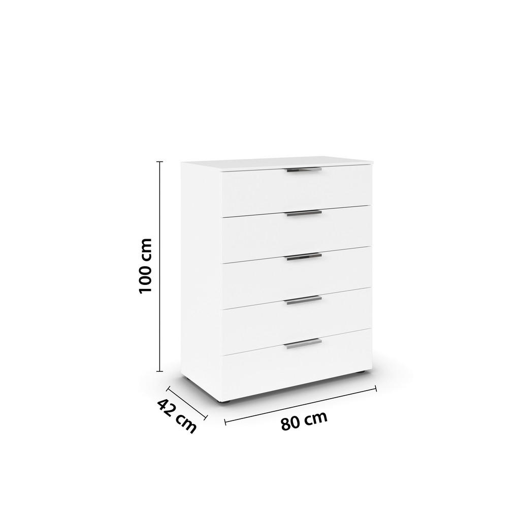 Thumbnail - Rauch Möbel Kommode, Weiß, Chrom, Metall, 5 Schubladen, 80x100x42 cm, Blauer Engel, BQ - Bündnis für Qualität, Made in G...