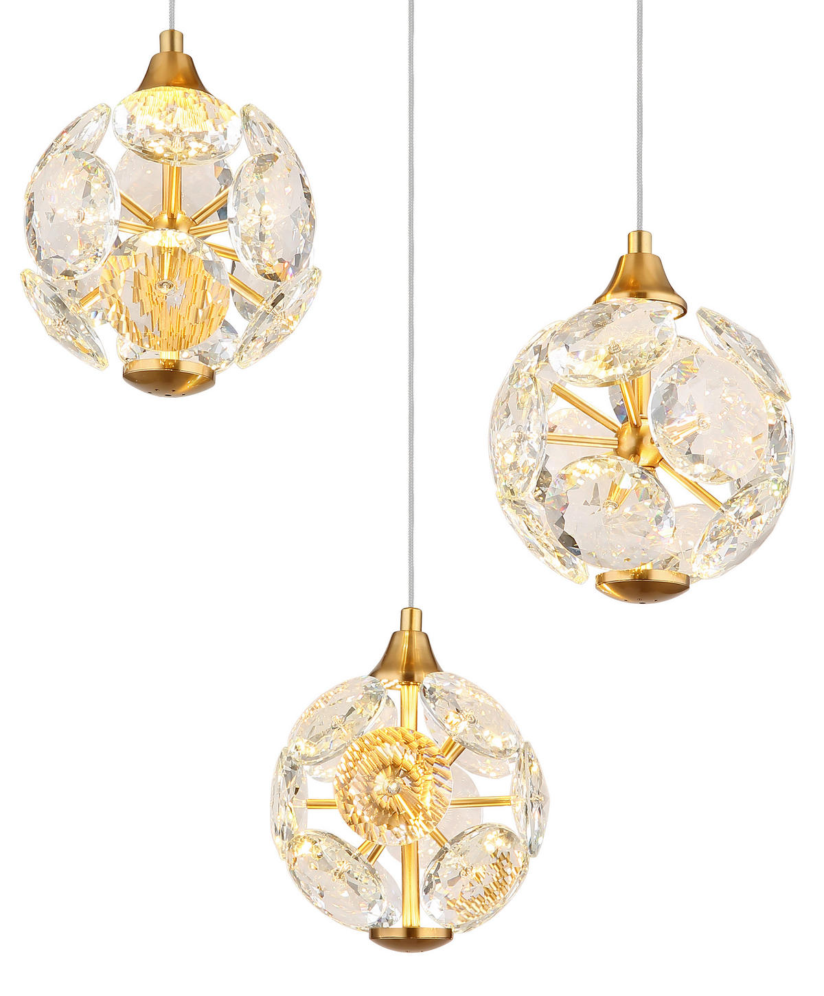 LED-HÄNGLAMPA VIRINA 42/15 cm  - klar/guldfärgad, Klassisk, metall/glas (42/15cm) - Globo