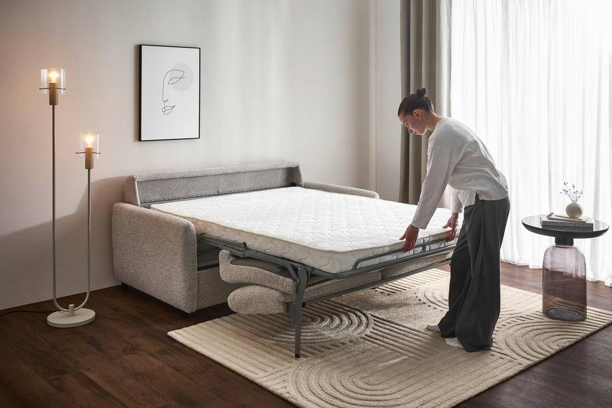 ZOFA S POSTELJNO FUNKCIJO,  siva tekstil  - črna/siva, Design, tekstil (184/91/99cm) - Xora
