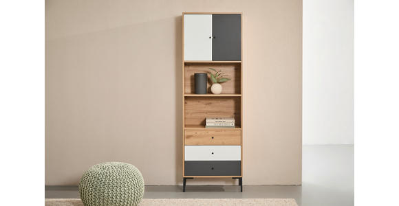 BEISTELLREGAL 60/180/30 cm  - Eichefarben/Schwarz, Design, Holzwerkstoff/Metall (60/180/30cm) - Carryhome