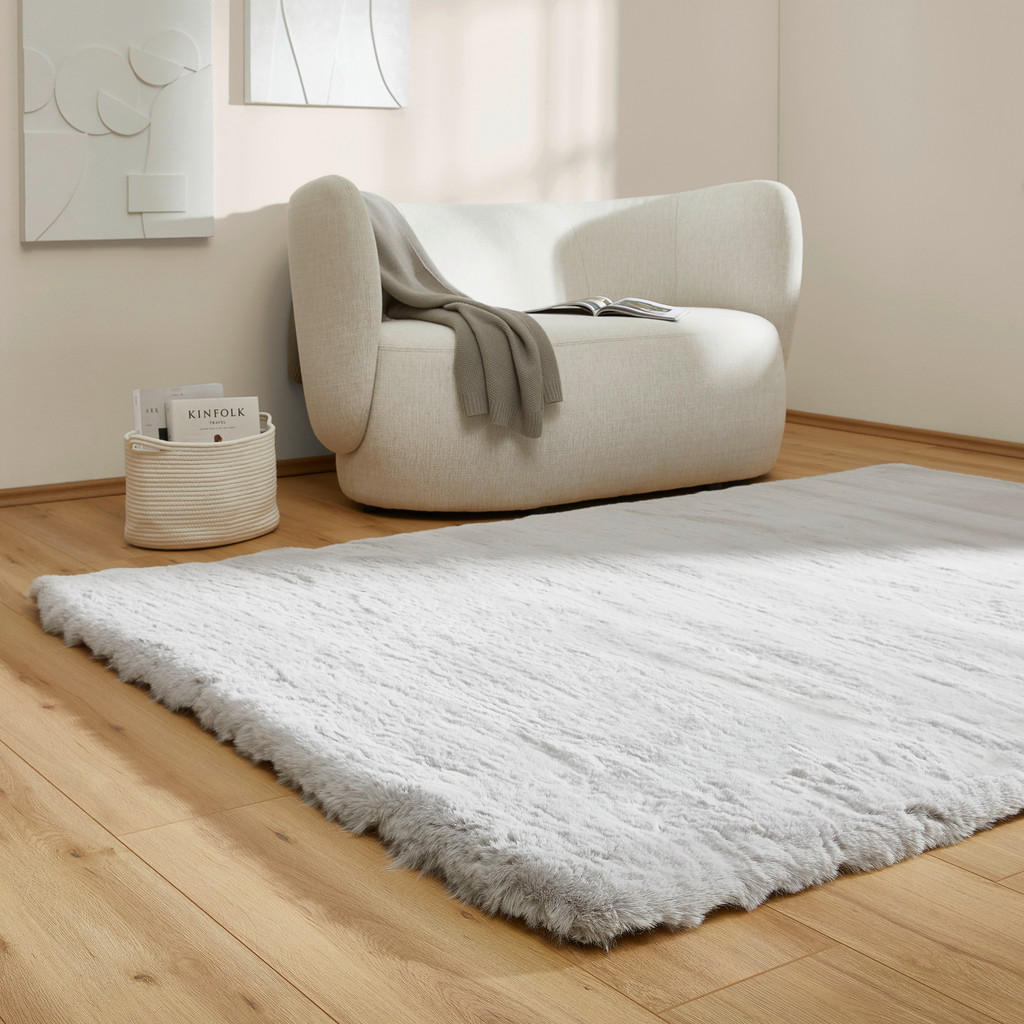 Thumbnail - Novel Hochflorteppich, Silber, Textil, rechteckig, 80x150 cm, Bsci, Oeko-Tex® Standard 100, für Fußbodenheizung geeignet...