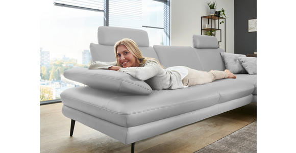 ECKSOFA in Echtleder Weiß 310/180 cm - Schwarz/Weiß, Design, Leder/Metall (310/180cm) - Dieter Knoll