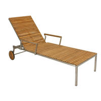 SONNENLIEGE Teakholz  - Silberfarben/Teakfarben, Basics, Holz/Metall (197/70/92cm) - Gardenson
