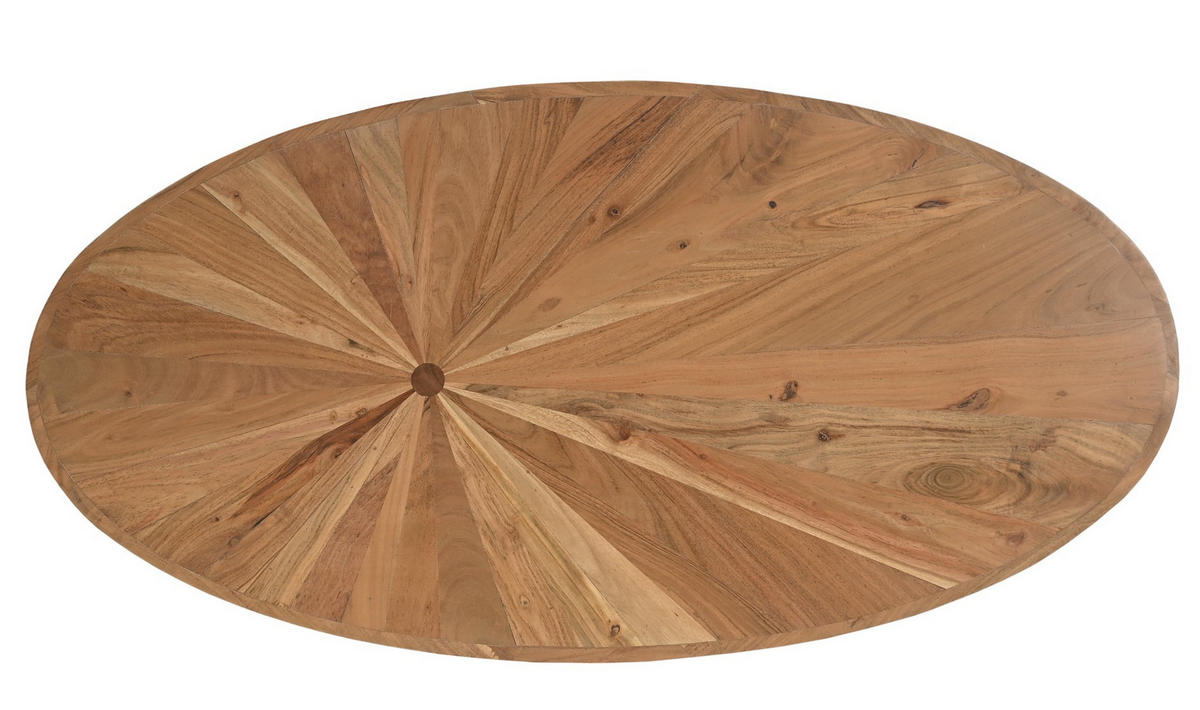 COUCHTISCH 120/60/46 cm Akazie vollmassiv oval Naturfarben  - Schwarz/Naturfarben, Design, Holz/Metall (120/60/46cm) - Livetastic