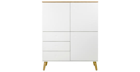 HIGHBOARD Eiche furniert Weiß, Eichefarben  - Eichefarben/Weiß, Design, Holz/Holzwerkstoff (109/137/43cm) - Ambia Home