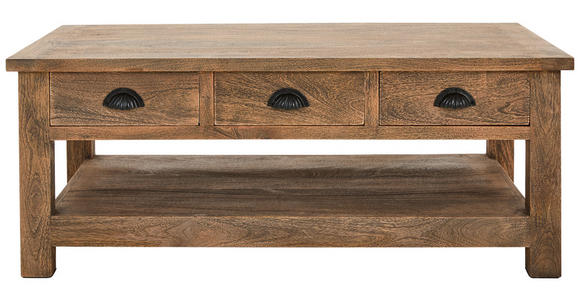 COUCHTISCH Mangoholz massiv 115/70/45 cm rechteckig Braun - Silberfarben/Braun, Trend, Holz/Metall (115/70/45cm) - Ambia Home