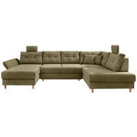 WOHNLANDSCHAFT  in Cord Olivgrün  - Naturfarben/Olivgrün, MODERN, Holz/Textil (176/338-352/206cm) - Livetastic