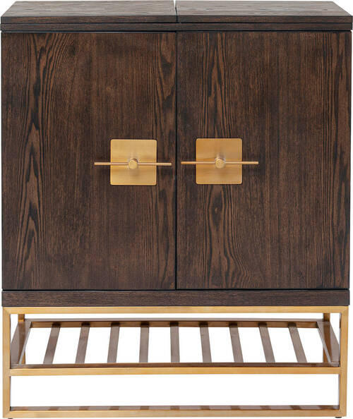BARSCHRANK furniert Braun, Messingfarben  - Messingfarben/Braun, Trend, Holzwerkstoff/Metall (107/91,5/49cm) - Kare-Design