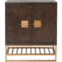BARSCHRANK furniert Braun, Messingfarben  - Messingfarben/Braun, Trend, Holzwerkstoff/Metall (107/91,5/49cm) - Kare-Design