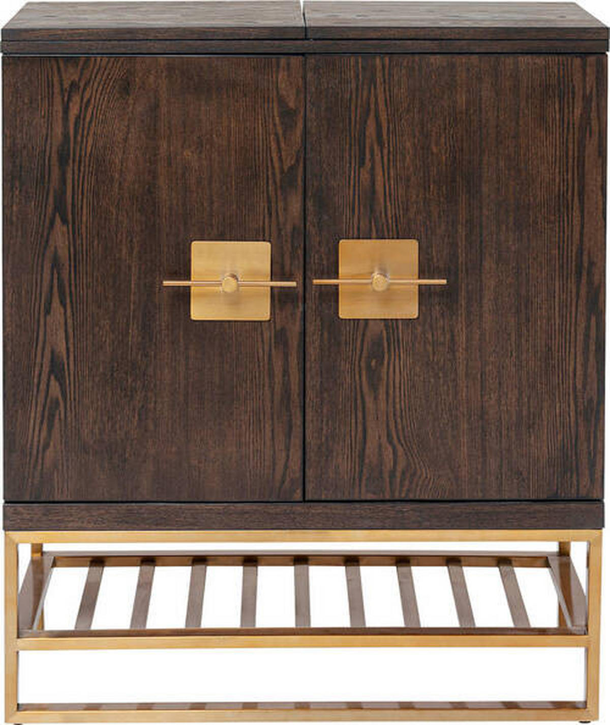 BARSCHRANK furniert Braun, Messingfarben  - Messingfarben/Braun, Trend, Holzwerkstoff/Metall (107/91,5/49cm) - Kare-Design