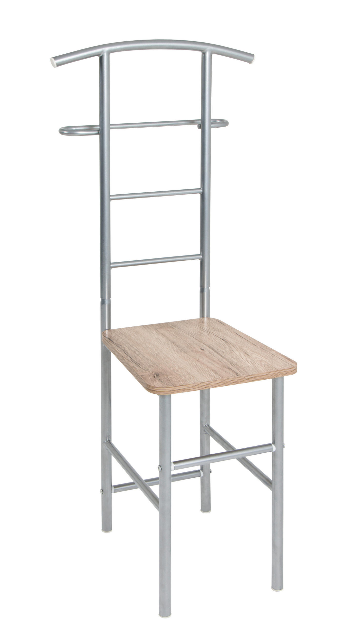 HERRENDIENER Silberfarben, Eichefarben  - Eichefarben/Silberfarben, Design, Holzwerkstoff/Metall (46/109/46cm) - Carryhome
