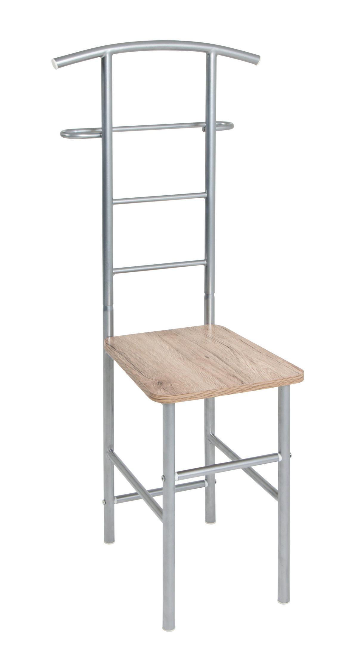 HERRENDIENER Silberfarben, Eichefarben  - Eichefarben/Silberfarben, Design, Holzwerkstoff/Metall (46/109/46cm) - Carryhome