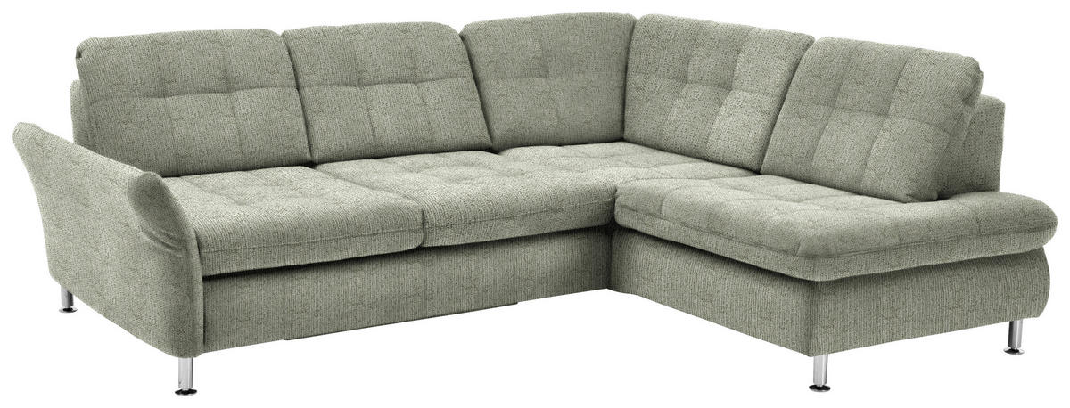 ECKSOFA in Webstoff Grün  - Chromfarben/Grün, Konventionell, Textil/Metall (242/210cm) - Beldomo Style