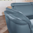 ECKSOFA in Echtleder Blau  - Blau/Alufarben, Design, Leder/Metall (271/242cm) - Cantus