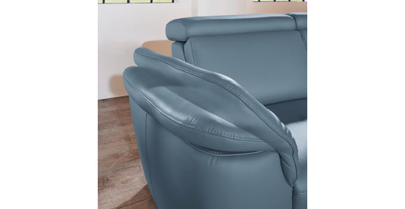 ECKSOFA in Echtleder Blau  - Blau/Alufarben, Design, Leder/Metall (271/242cm) - Cantus