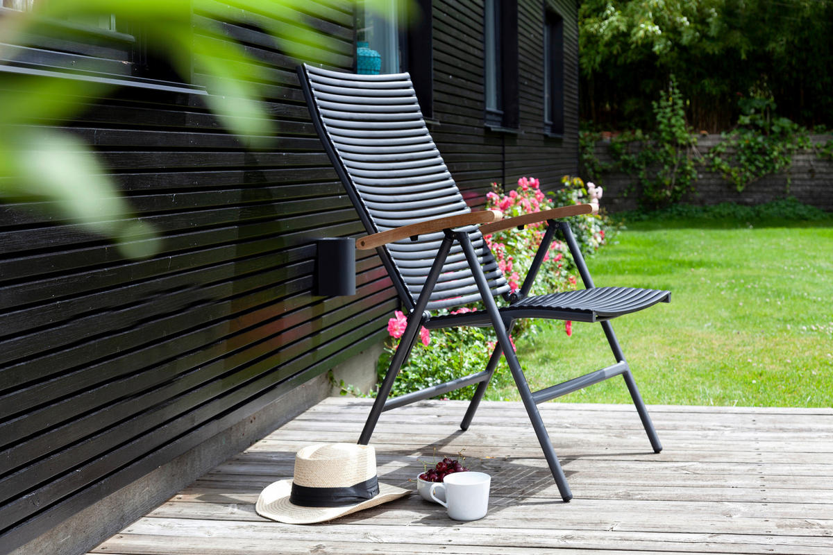 GARTENSTUHL Anthrazit, Schwarz, Teakfarben  - Anthrazit/Schwarz, KONVENTIONELL, Holz/Kunststoff (60/111/72cm) - Gardenson