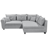 ECKSOFA in Webstoff Grau  - Schwarz/Grau, Modern, Kunststoff/Textil (252/175cm) - Livetastic