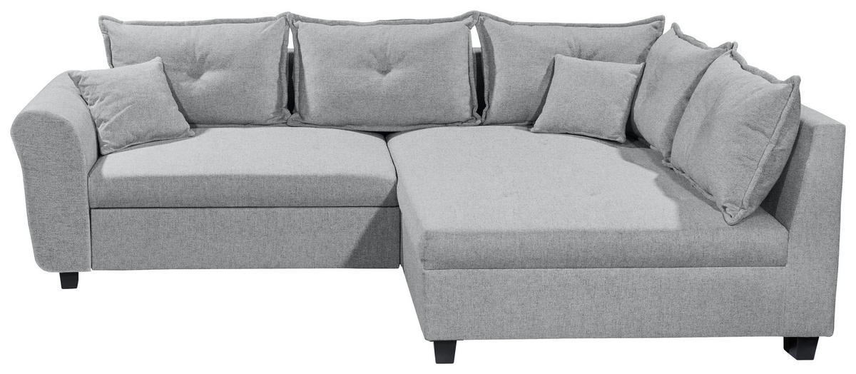 ECKSOFA in Webstoff Grau  - Schwarz/Grau, Modern, Kunststoff/Textil (252/175cm) - Livetastic