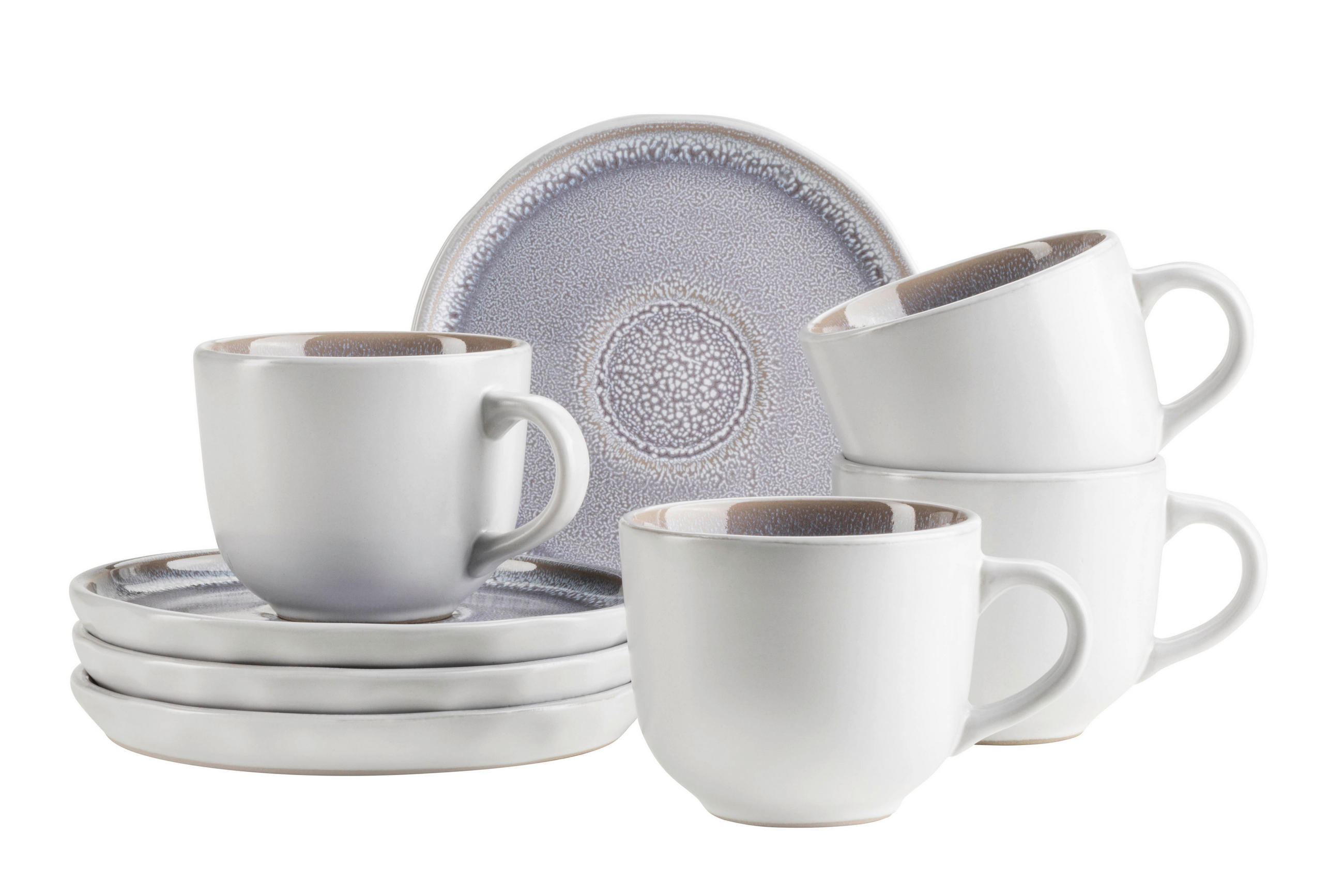 TASSENSET ELEA 8-teilig  - Flieder/Weiß, Basics, Keramik - Mäser