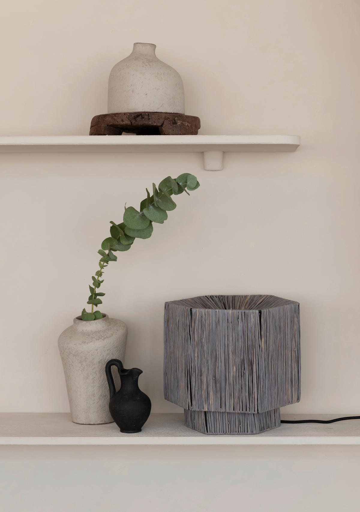 BORDSLAMPA Good & Mojo 27/27/26 cm   - grå, Basics, naturmaterial (27/27/26cm) - Good & Mojo