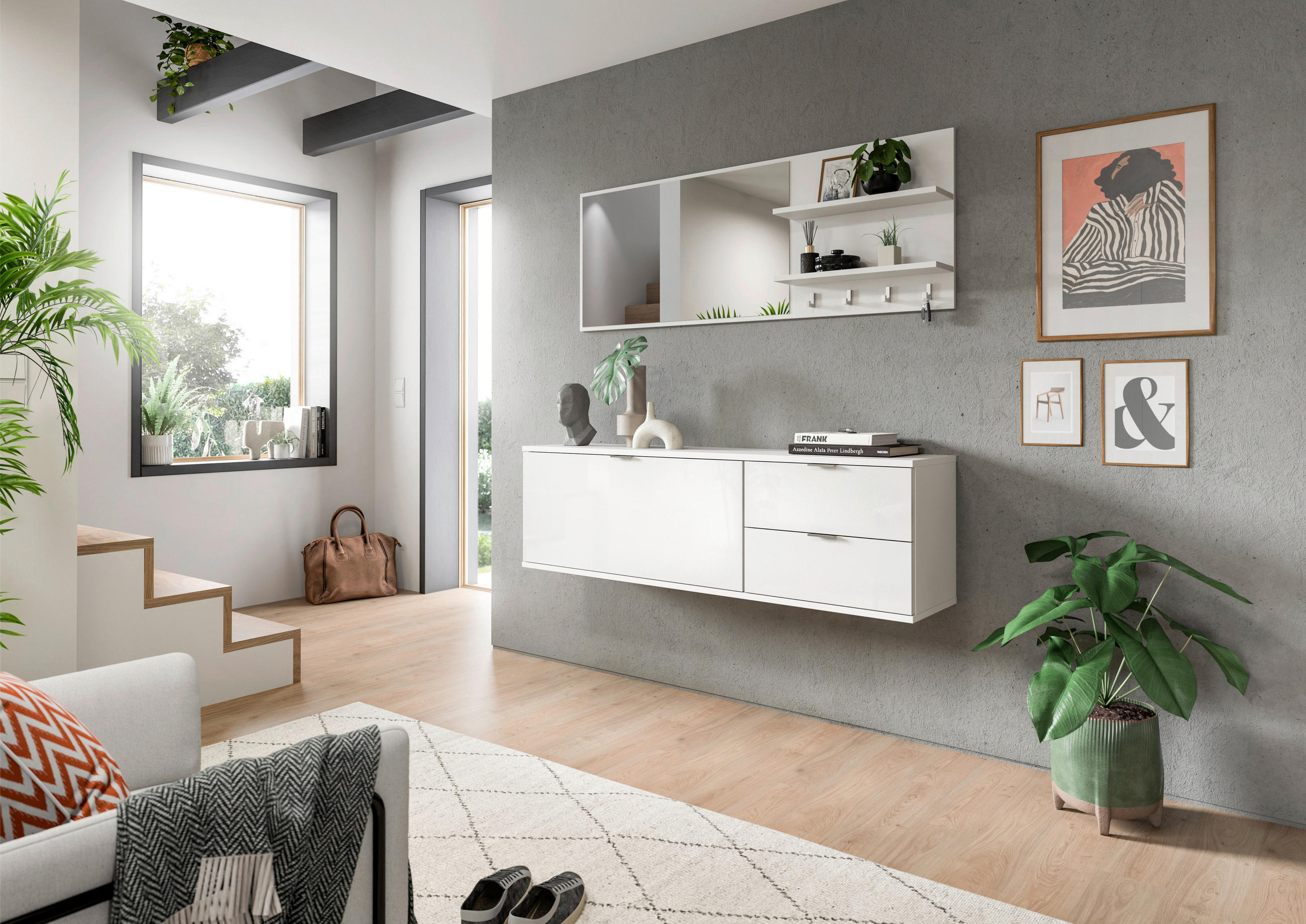 Thumbnail - Livetastic Garderobe, Weiß, Weiß Hochglanz, Holzwerkstoff, 4-teilig, 144x193x32 cm, FSC Mix, Garderobe, Garderoben-Sets ...