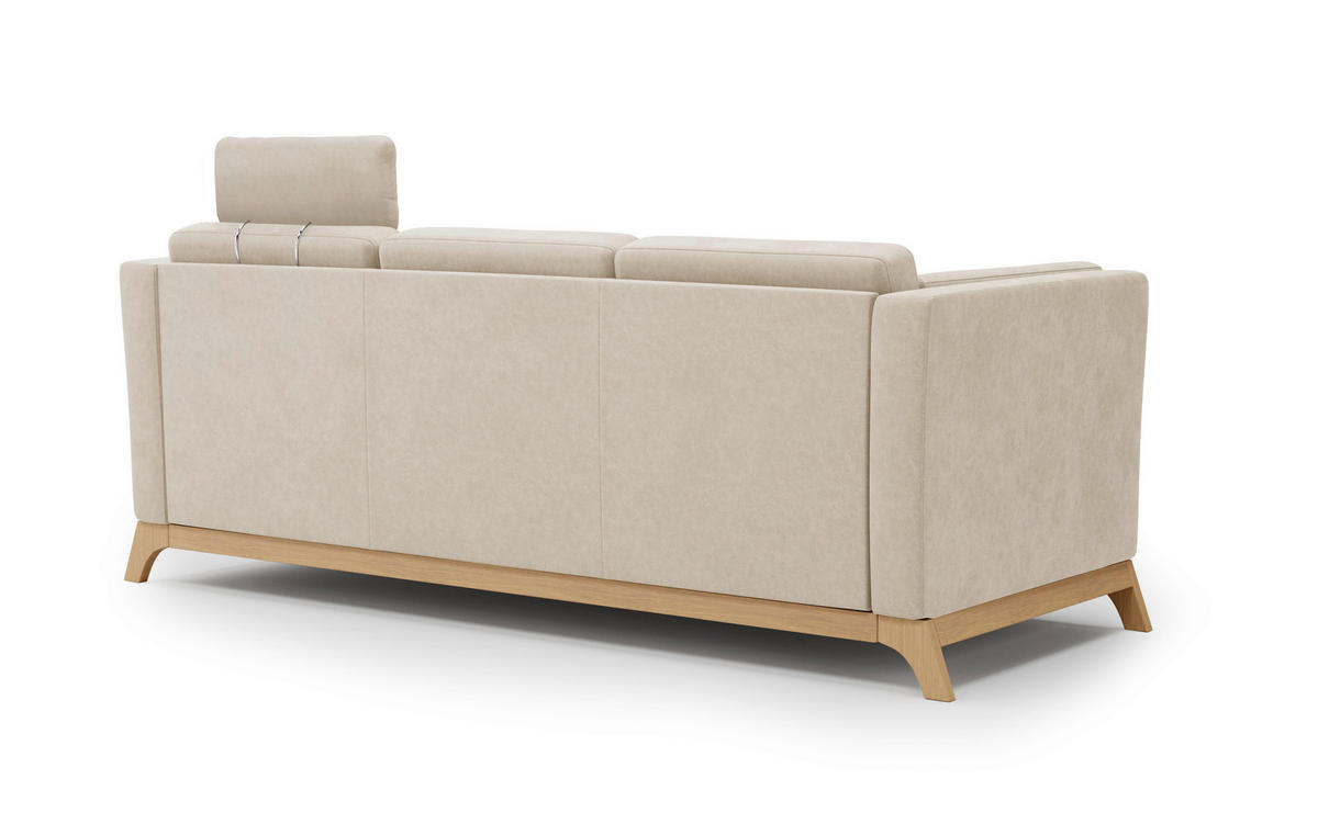 3-SITZER-SOFA Mikrofaser Beige  - Eichefarben/Beige, KONVENTIONELL, Holz/Textil (213/84/93cm) - Sit & More
