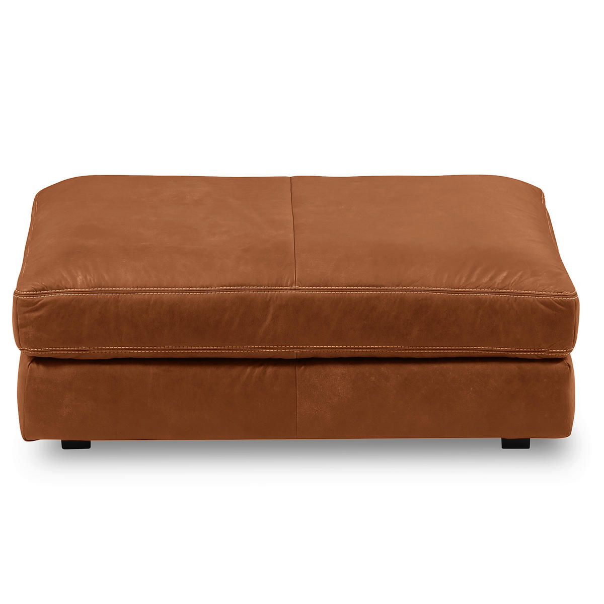 HOCKER in Leder Karamell  - Beige/Karamell, Design, Leder/Kunststoff (123/45/93cm) - Livetastic