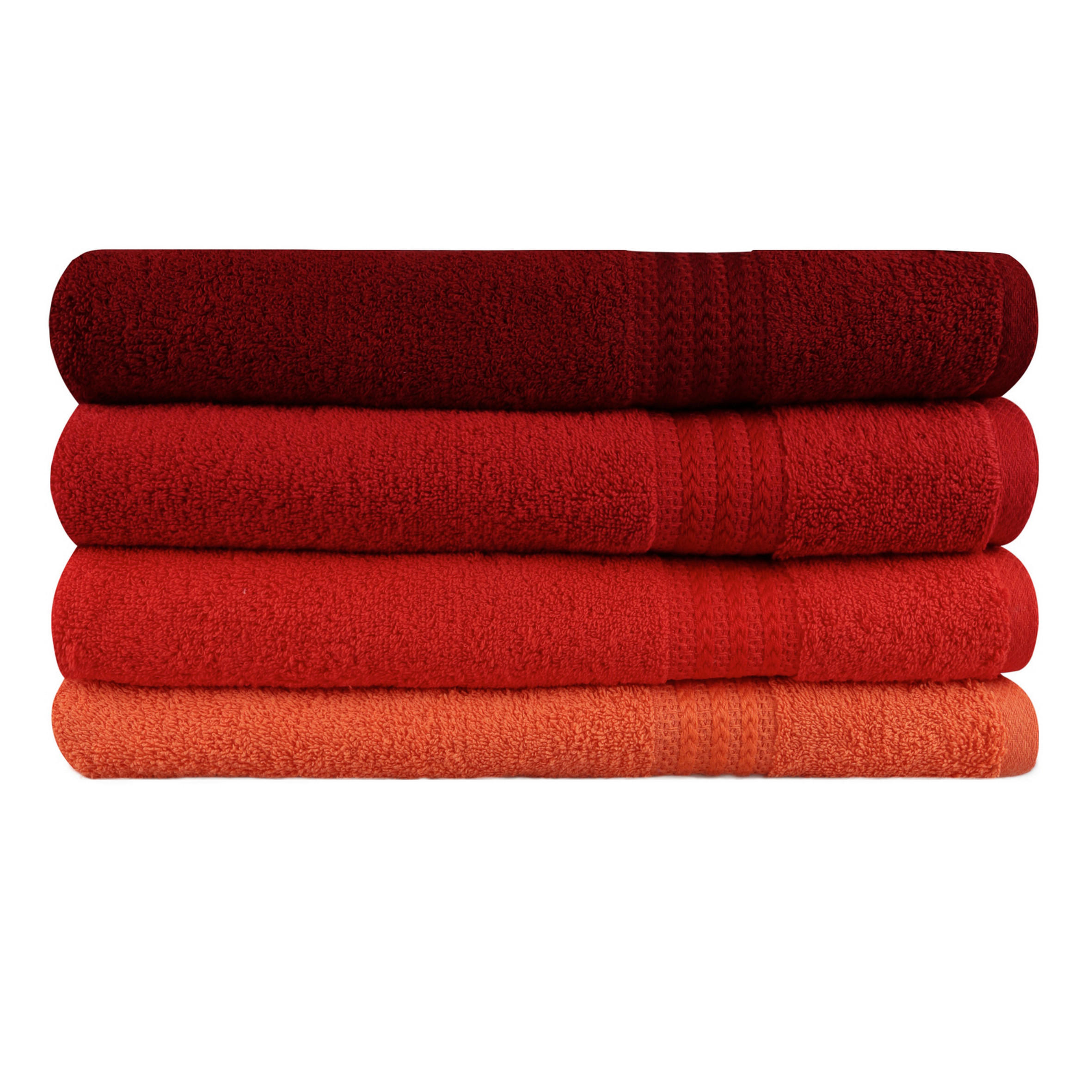 DUSCHTUCHSET 70/140 cm 4-teilig  - Hellrot/Rot, Basics, Textil (70/140cm)