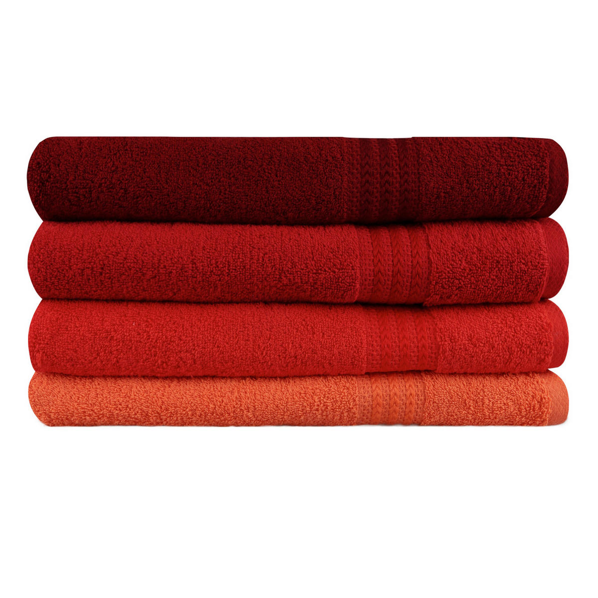 DUSCHTUCHSET Orange, Rot, Dunkelorange, Hellrot 4-teilig  - Hellrot/Rot, Basics, Textil (70/140cm)