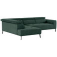 ECKSOFA Waldgrün Feincord  - Waldgrün/Schwarz, Design, Textil/Metall (205/280cm) - Xora
