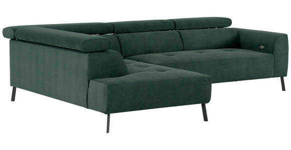 ECKSOFA Waldgrün Feincord - Waldgrün/Schwarz, Design, Textil/Metall (205/280cm) - Xora