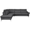 ECKSOFA in Echtleder Dunkelgrau  - Edelstahlfarben/Dunkelgrau, Konventionell, Leder/Metall (242/296cm) - Himolla Komfortklass