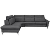ECKSOFA in Echtleder Dunkelgrau  - Edelstahlfarben/Dunkelgrau, Konventionell, Leder/Metall (242/296cm) - Himolla Komfortklass