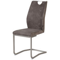 NIHAJNI STOL, kovina, tekstil rjavosiva, barve kroma  - barve kroma/rjavosiva, Design, kovina/tekstil (43/101/58cm) - Carryhome