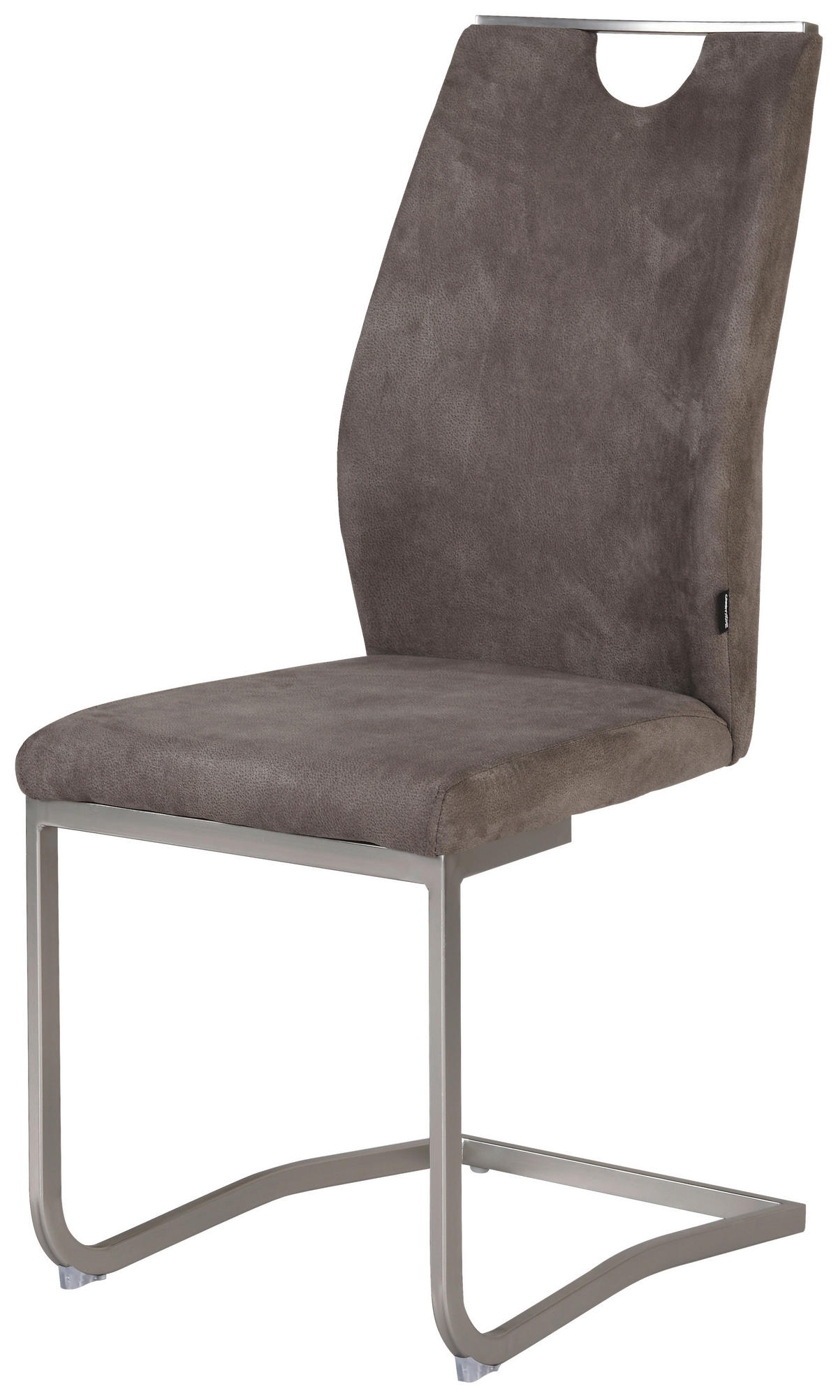 NIHAJNI STOL, kovina, tekstil rjavosiva, barve kroma  - barve kroma/rjavosiva, Design, kovina/tekstil (43/101/58cm) - Carryhome