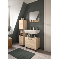 BADEZIMMER 3-teilig  in 87 cm  - Schwarz/Sonoma Eiche, MODERN, Glas/Holzwerkstoff (87cm) - MID.YOU