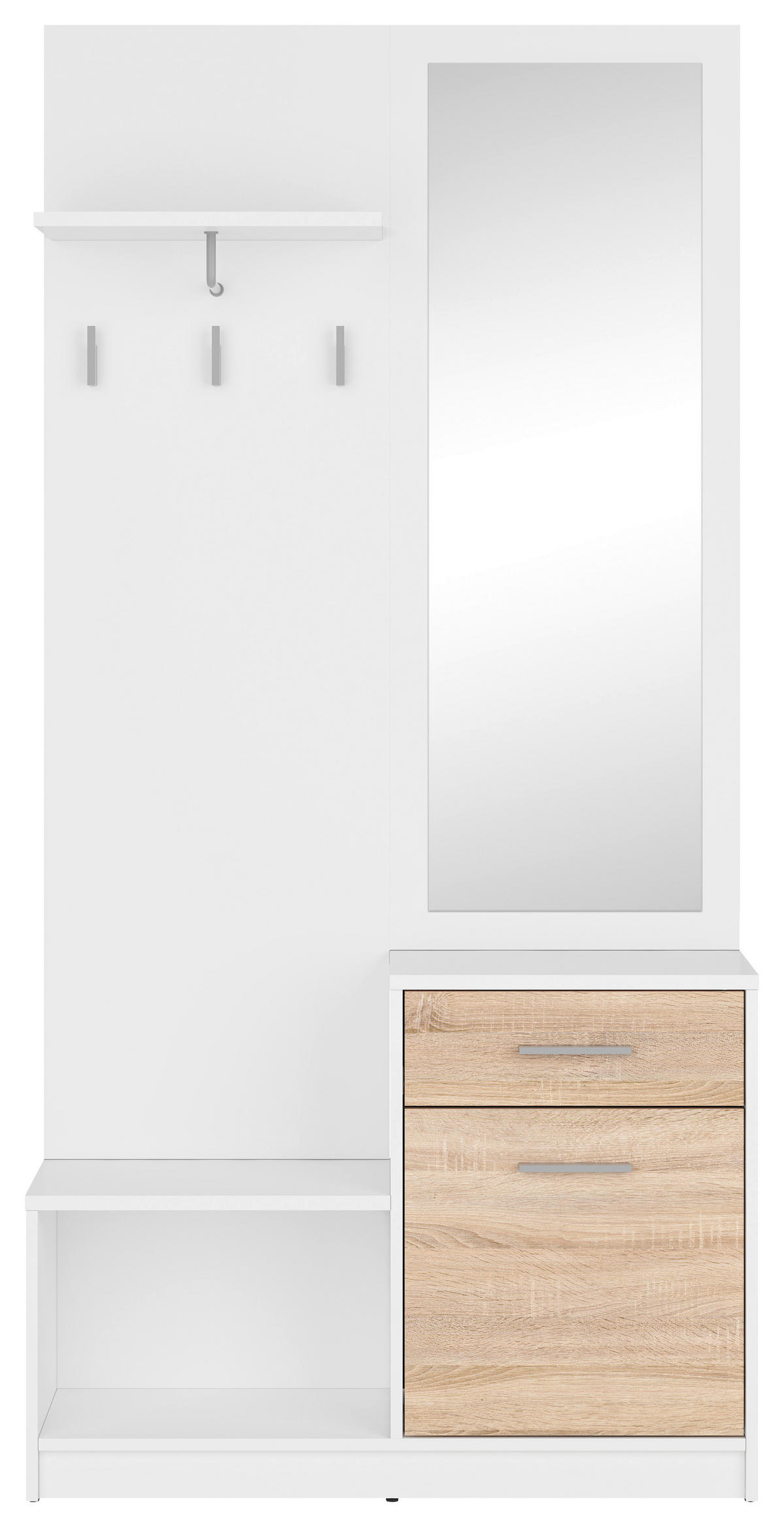 PREDSOBA hrast sonoma, bela - bela/hrast sonoma, Design, leseni material (90/185,5/30,5cm) - Livetastic