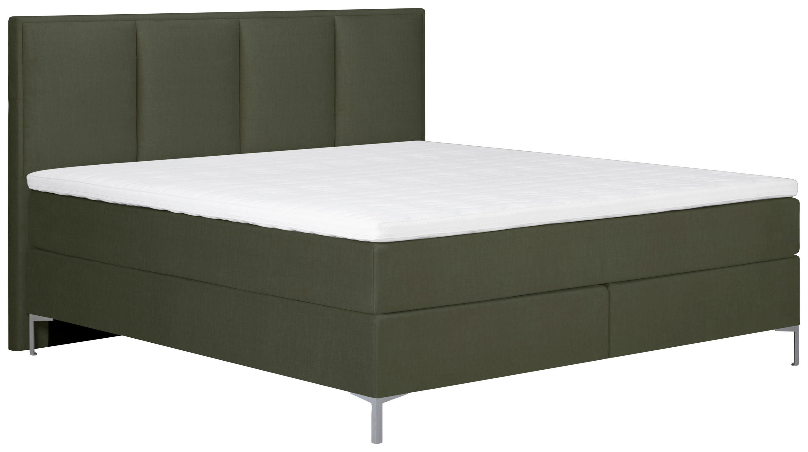 BOXSPRING-ÁGY 160/200 cm  sötétzöld  - alumínium színű/sötétzöld, Modern, textil (160/200cm) - MID.YOU