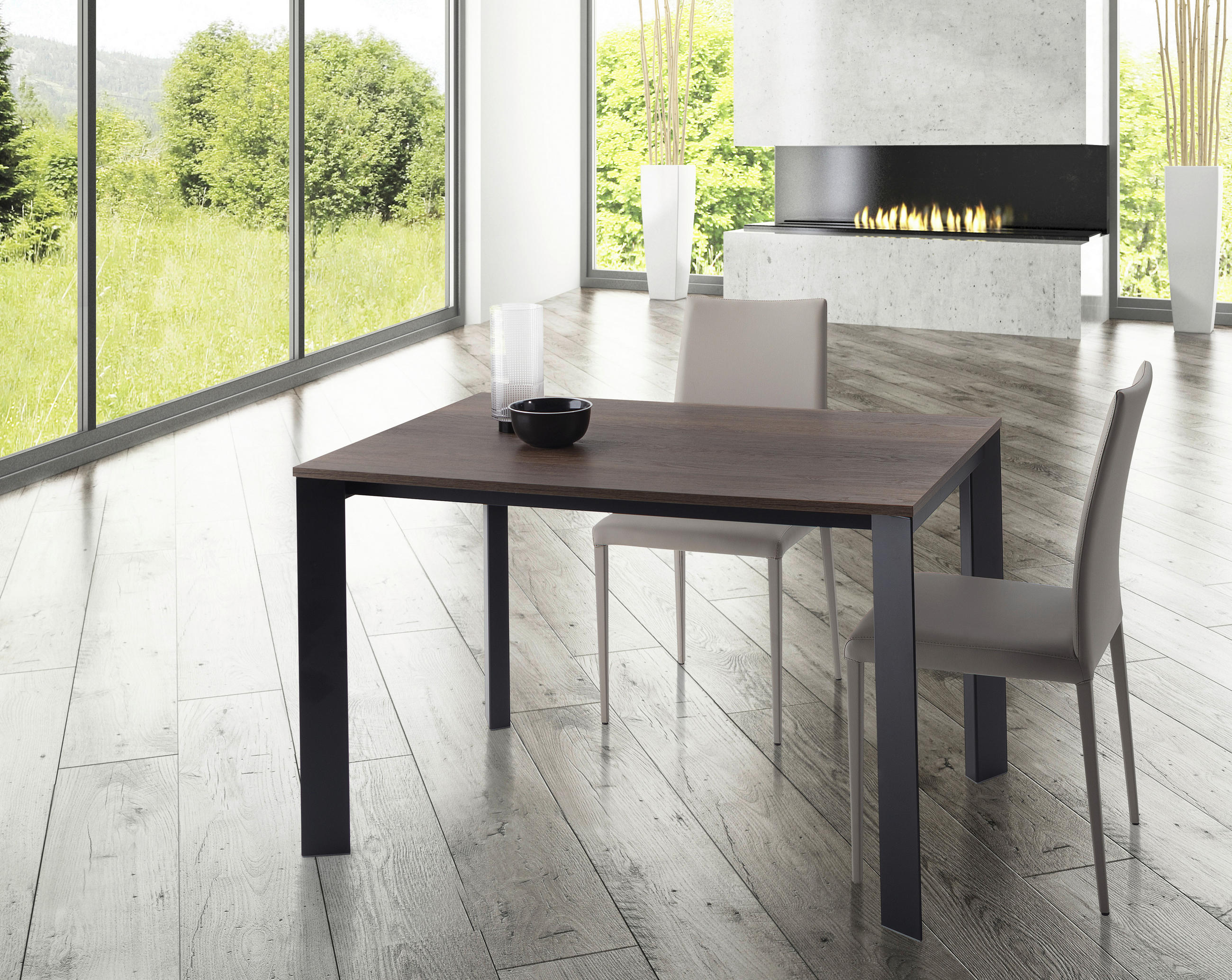 ESSTISCH rechteckig Braun, Schwarz  - Schwarz/Braun, Design, Holzwerkstoff/Metall (120/80/75cm) - home24