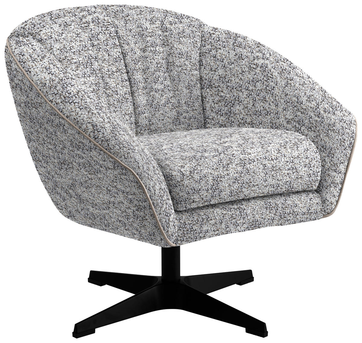 FÅTÖLJ i textil greige  - greige/svart, Design, metall/textil (80/78/80cm) - MID.YOU