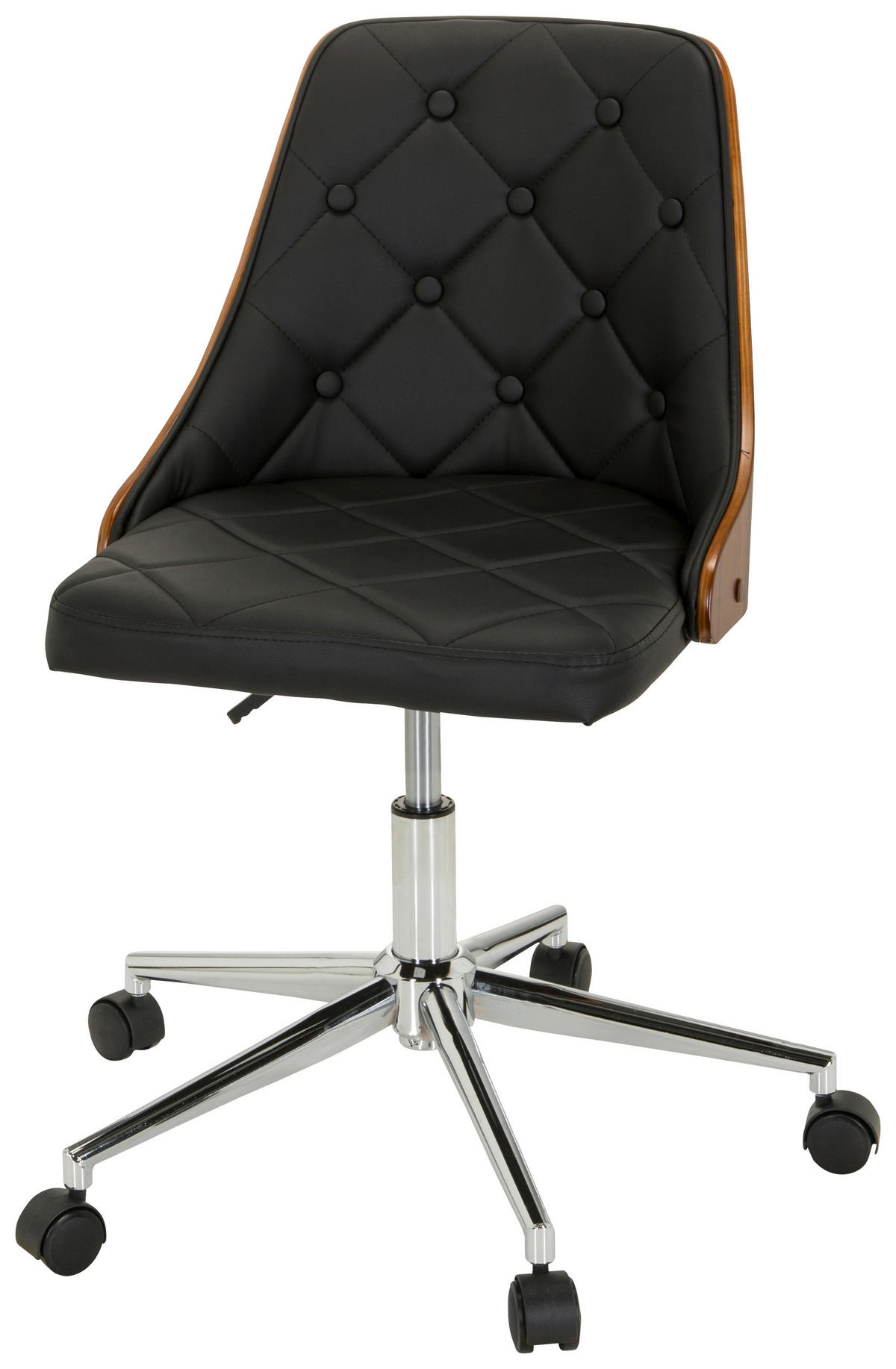 OTOČNÁ ŽIDLE, vzhled kůže, černá, barvy teak - barvy teak/černá, Moderní, kov/dřevo (68/83cm) - MID.YOU
